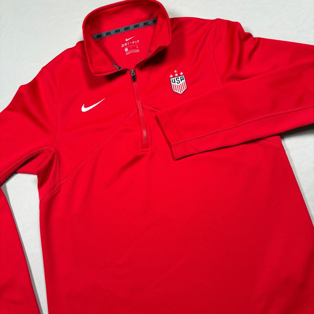 US Soccer Nike Pullover Mens Small Red USMNT Soccer 1/4 Zip Training Top M53181